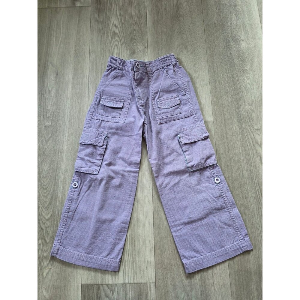 L.L. Bean Girls Lavender Cargo Pants Size 5/6 100% Cotton With Pockets